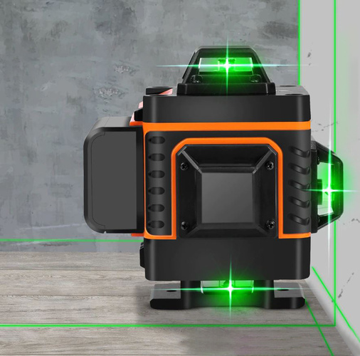 4D 16řádková plochá laserová vodováha – přesný 360° zelený laser