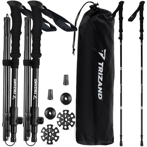 2 Skládací trekkové hole pro Nordic Walking s nákryty (výška 154 - 196 cm)