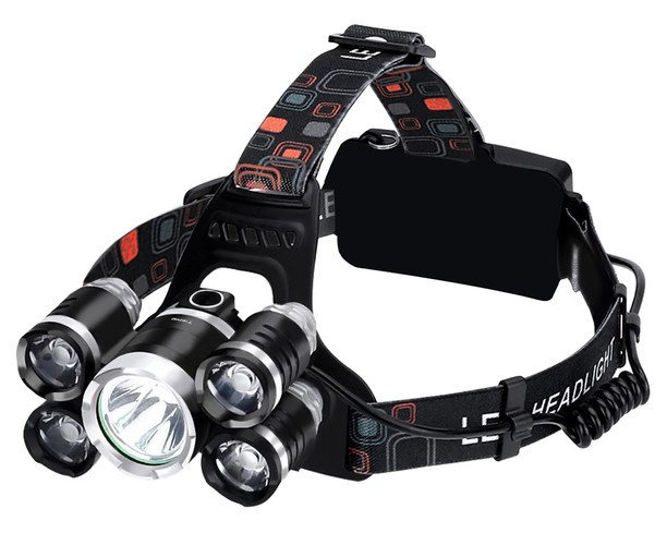 Výkonná 5x LED čelovka + dobíjecí baterie 